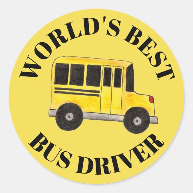 World's Best Driver Yellow School Bus Education Classic Round Sticker (Front)
