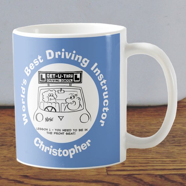 World's Best Driving Instructor Fun Cartoon Coffee Mug (Creator Uploaded)