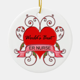 World's Best ER Nurse Ceramic Ornament
