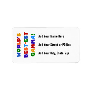 World's Best-est Gamma Bright Colours Gifts Label