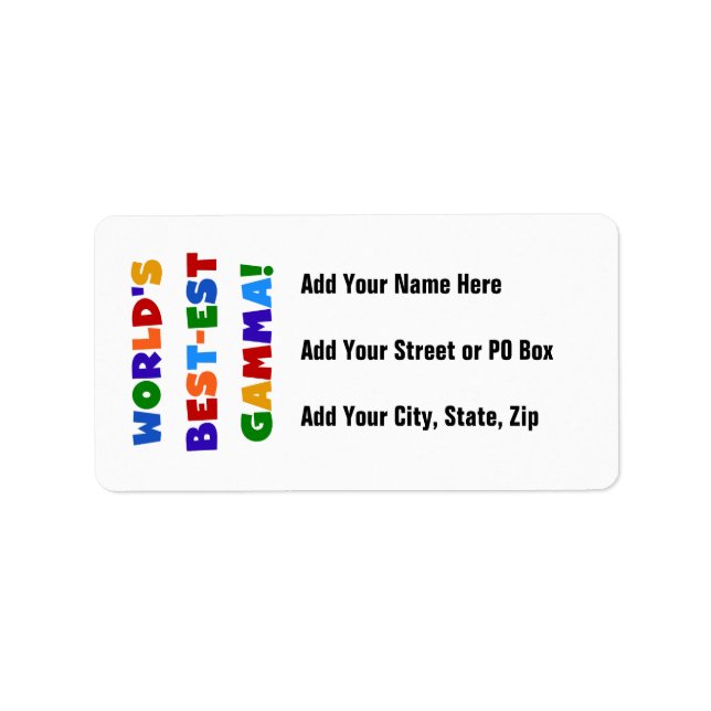 World's Best-est Gamma Bright Colours Gifts Label (Front)