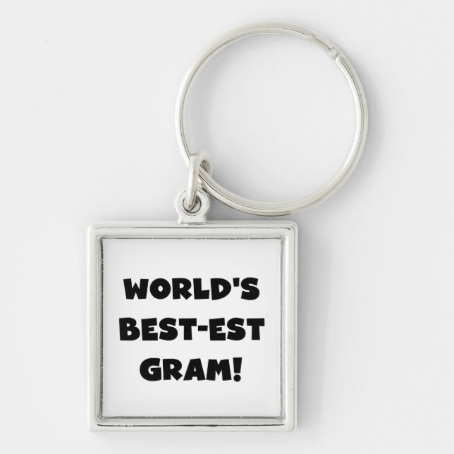 World's Best-est Gram Black Text Tshirts and GIfts Keychain (Front)