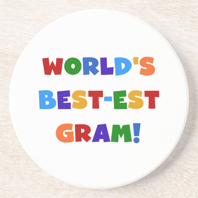World's Best-est Gram Bright Colours Gifts Coaster (Front)