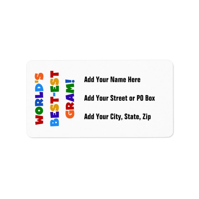 World's Best-est Gram Bright Colours Gifts Label (Front)