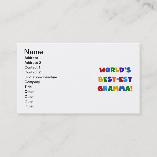 World's Best-est Gramma Bright Colours Business Card (Front)
