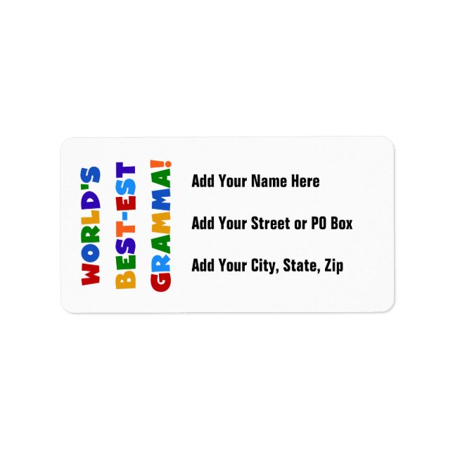 World's Best-est Gramma Bright Colours Label (Front)