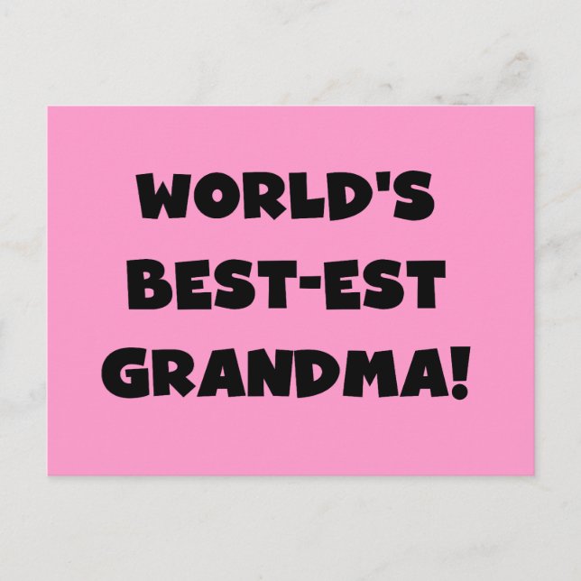 World's Best-est Grandma Black T-shirts and Gifts Postcard (Front)