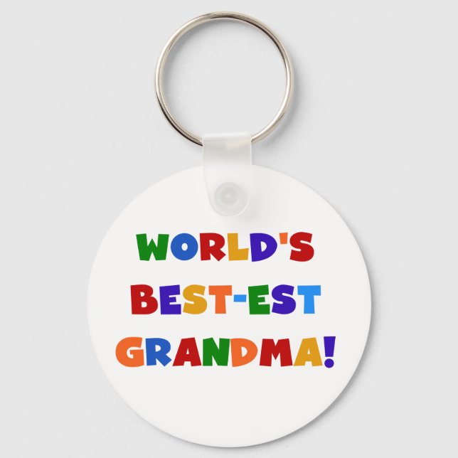 World's Best-est Grandma Bright T-shirts and Gifts Keychain (Front)