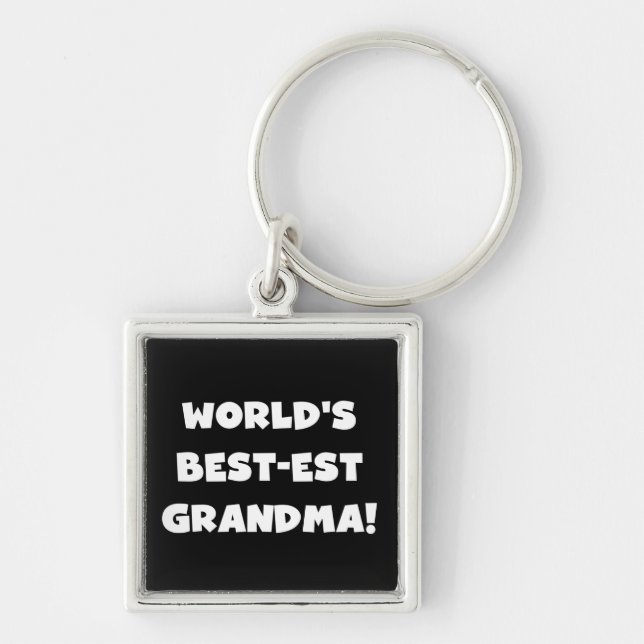 World's Best-Est Grandma White Text Gifts Keychain (Front)
