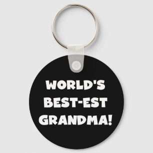 World's Best-Est Grandma White Text Gifts Keychain