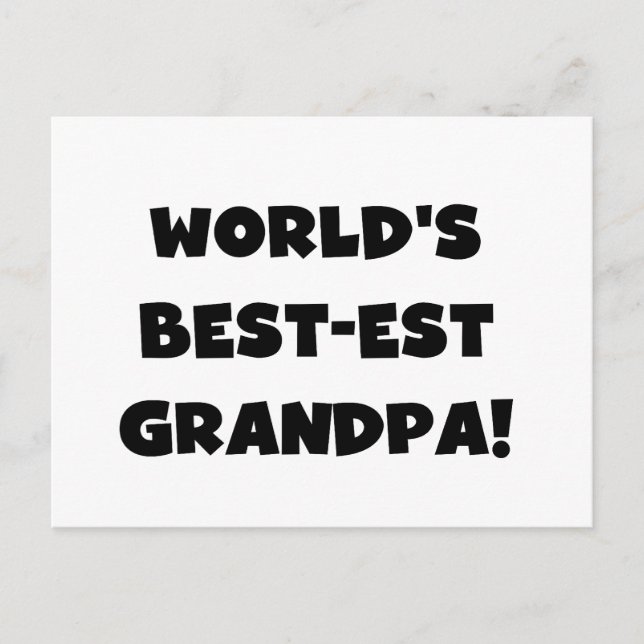 World's Best-est Grandpa Black or White Text Postcard (Front)