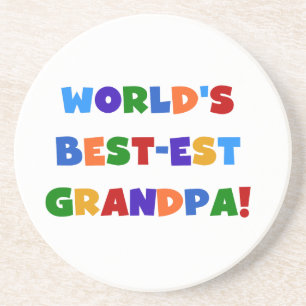 World's Best-est Grandpa Bright Colours Gifts Coaster