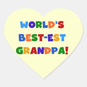 World's Best-est Grandpa Bright Colours Gifts Heart Sticker