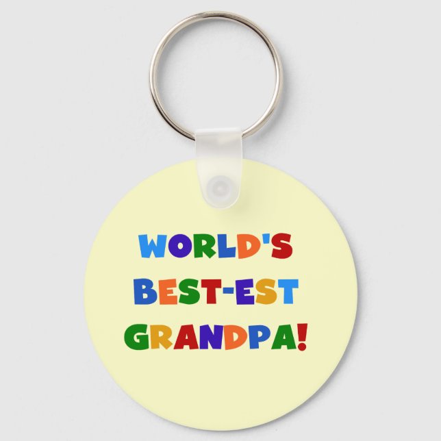 World's Best-est Grandpa Bright Colours Gifts Keychain (Front)