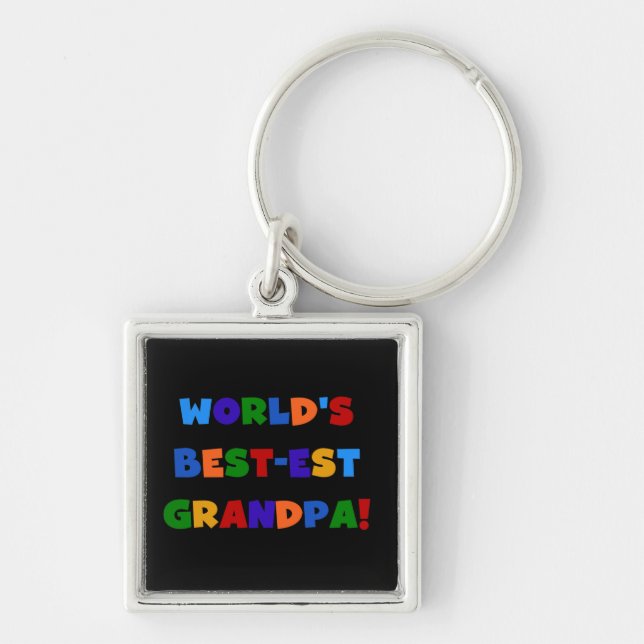 World's Best-est Grandpa Bright Colours T-shirts Keychain (Front)