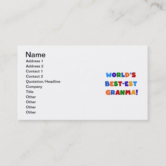 World's Best-est Granma Bright Colours Business Card (Front)