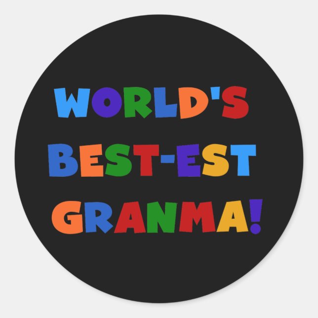 World's Best-est Granma Bright Colours Classic Round Sticker (Front)