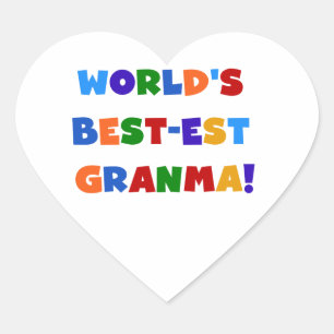 World's Best-est Granma Bright Colours Heart Sticker