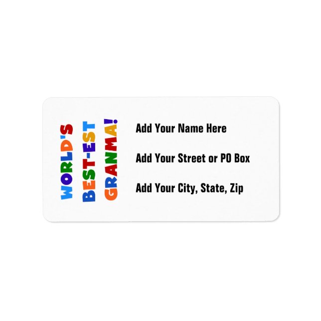 World's Best-est Granma Bright Colours Label (Front)