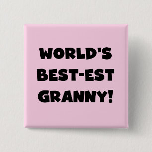 World's Best-est Granny Black Text Tshirts Gifts 2 Inch Square Button