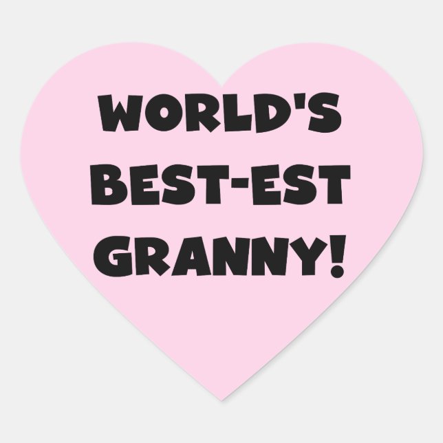 World's Best-est Granny Black Text Tshirts Gifts Heart Sticker (Front)