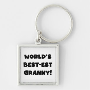 World's Best-est Granny Black Text Tshirts Gifts Keychain