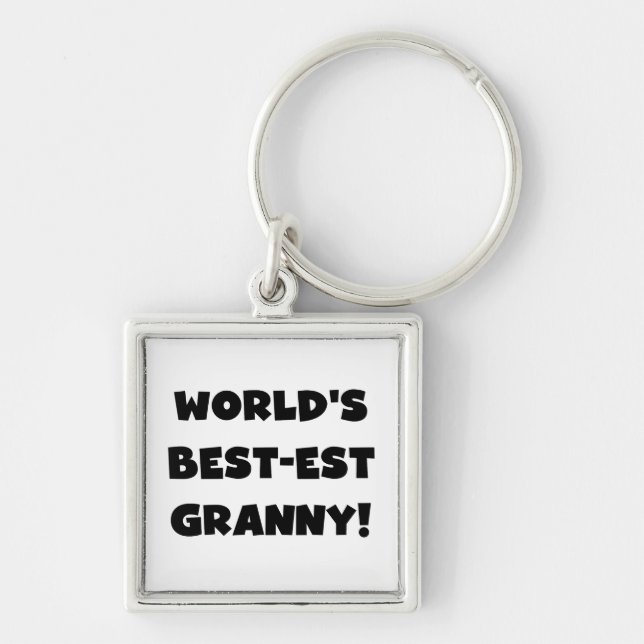 World's Best-est Granny Black Text Tshirts Gifts Keychain (Front)