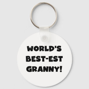 World's Best-est Granny Black Text Tshirts Gifts Keychain
