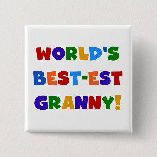 World's Best-est Granny Bright Colours 2 Inch Square Button