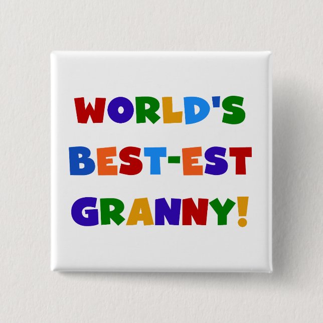 World's Best-est Granny Bright Colours 2 Inch Square Button (Front)