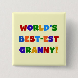 World's Best-est Granny Bright Colours 2 Inch Square Button