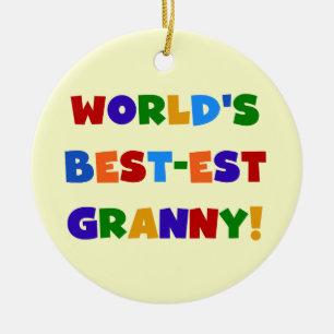 World's Best-est Granny Bright Colours Ceramic Ornament