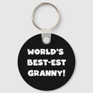 World's Best-est Granny White Text Tshirts Gifts Keychain