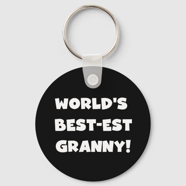 World's Best-est Granny White Text Tshirts Gifts Keychain (Front)