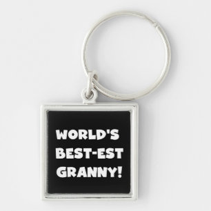 World's Best-est Granny White Text Tshirts Gifts Keychain
