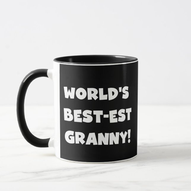 World's Best-est Granny White Text Tshirts Gifts Mug (Left)