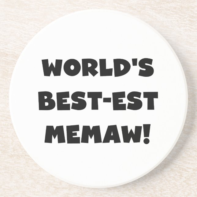 World's Best-est Memaw Black and White T-shirts Coaster (Front)