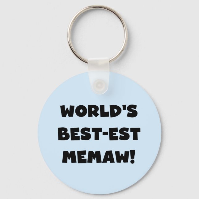 World's Best-est Memaw Black and White T-shirts Keychain (Front)