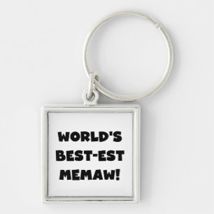 World's Best-est Memaw Black and White T-shirts Keychain