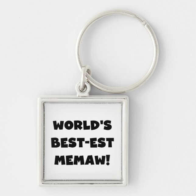 World's Best-est Memaw Black and White T-shirts Keychain (Front)