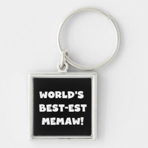World's Best-est Memaw Black and White T-shirts Keychain