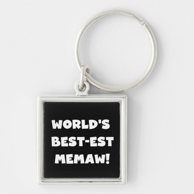 World's Best-est Memaw Black and White T-shirts Keychain (Front)