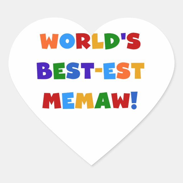 World's Best-est Memaw Bright Colours Tshirts Heart Sticker (Front)