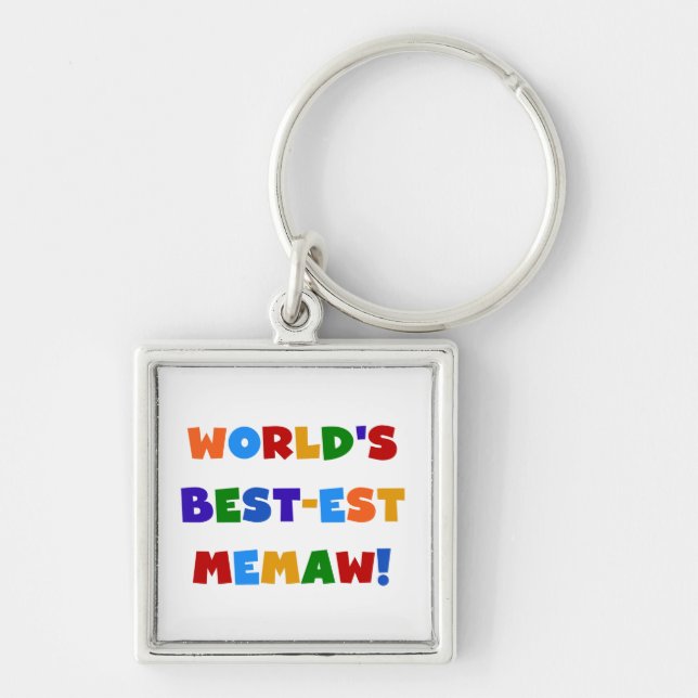 World's Best-est Memaw Bright Colours Tshirts Keychain (Front)