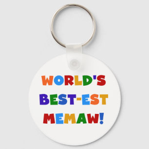 World's Best-est Memaw Bright Colours Tshirts Keychain