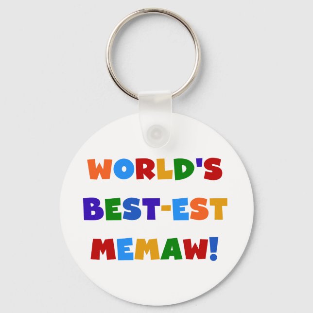 World's Best-est Memaw Bright Colours Tshirts Keychain (Front)