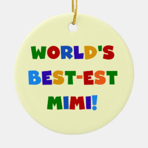 World's Best-est Mimi Bright Colours T-shirts Gift Ceramic Ornament