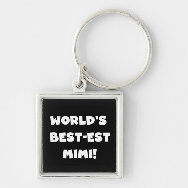 World's Best-est Mimi White Text T-shirts Gifts Keychain (Front)
