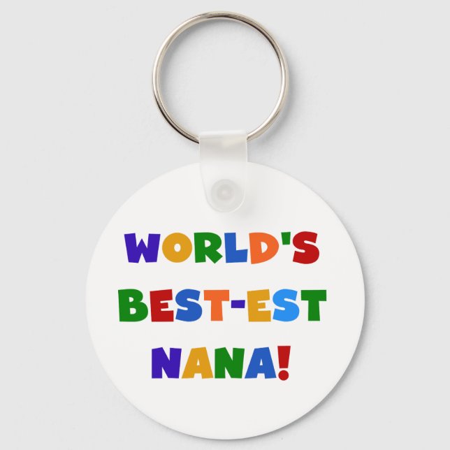 World's Best-est Nana Bright Colours T-shirts Keychain (Front)