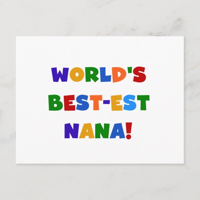 World's Best-est Nana Bright Colours T-shirts Postcard (Front)
